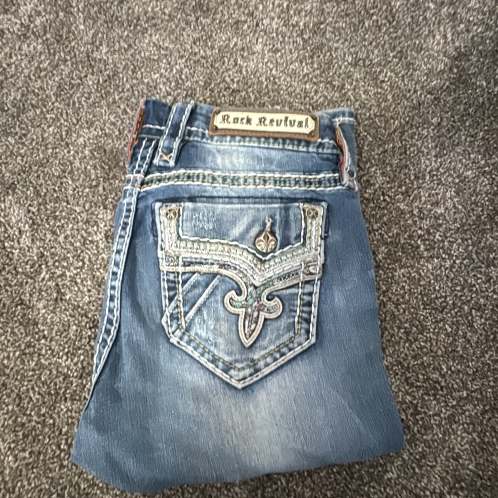 Rock Revival Light Blue Embroidered Pocket Jeans
